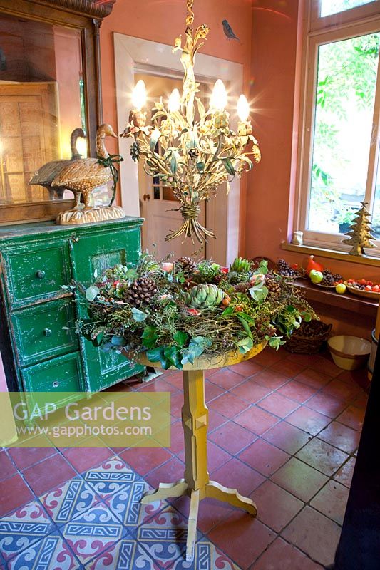 Autumn wreath on a stand 