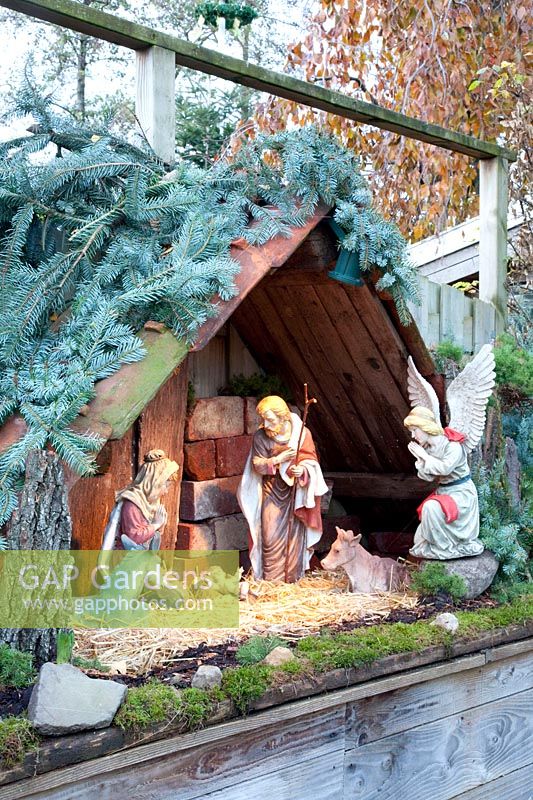 Nativity scene in the garden 