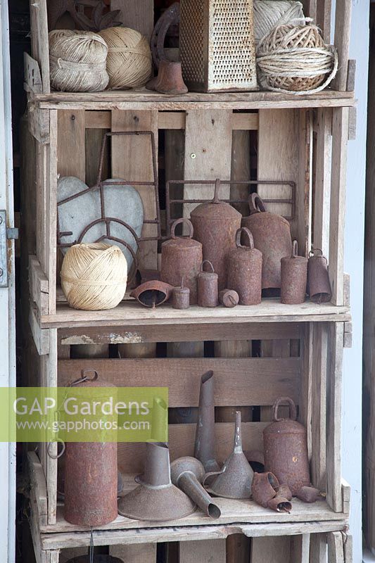 Shelves made from old wine crates 