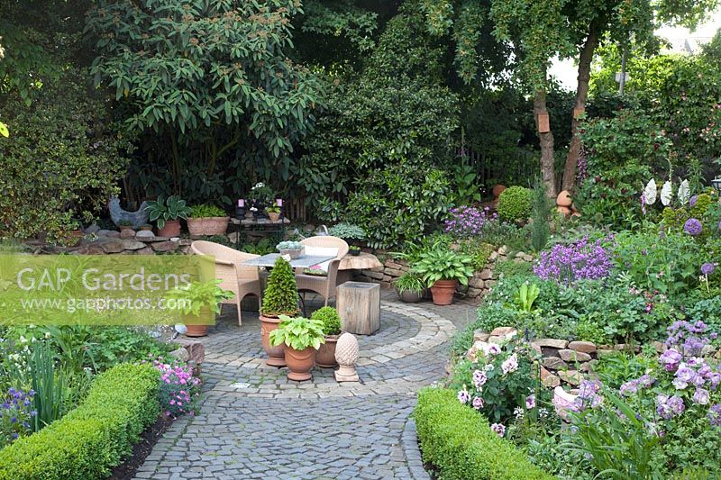 Seating area in small garden 