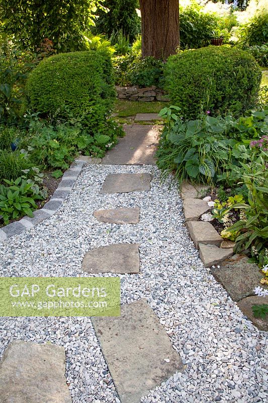Gravel path with slabs 