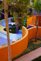 Contemporary childrens Garden with colourful playarea  