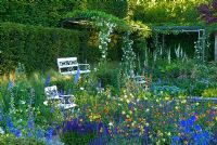 Delphinium, Salvia, Aquilegia, Geum in Garden inspired by Karl Foerster - The Daily Telegraph Garden, RHS Chelsea 2007  