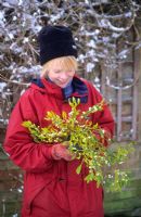 Woman gathering Mistletoe 