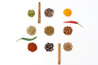 Dried Indian spices and chilli peppers