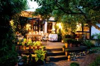 Raised terrace with lighting