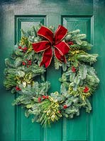 Christmas wreath on front door