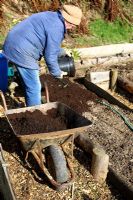 Applying compost as a mulch to a raised bed