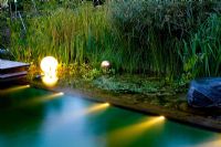 Underwater lighting in swimming pond