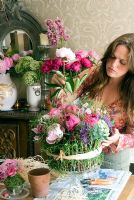 Woman flower arranging
