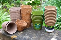 Range of biodegradable flower pots