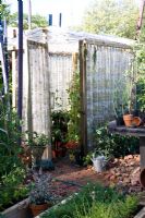 Greenhouse made of old plastic bottles. 'Places of Change' garden, Silver medal winner at RHS Chelsea Flower Show 2010