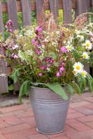 Bouqet of flowers in galvanised bucket 