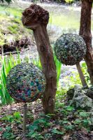 Decoration balls made of buttons in the Garden of Senses - Zwartsluis, Holland