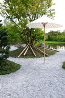 Japanese style garden at the Spring show gardens at Schloss Ippenburg, Germany