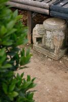 Stone elephant ornament at Petersham Nurseries, Richmond, Surrey 