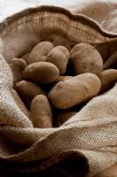 Hessian sack of potatoes 'Juliette', October