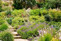 White Sunken garden, Kiftsgate Court Garden. Chipping Campden, Gloucestershire. UK