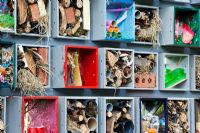 Insect hotel made of recycled items 