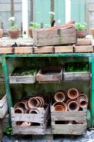 Potting area in old greenhouse - Trevoole Farm, Cornwall