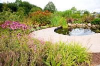 Pond in the Teaching Garden - RHS Garden Harlow Carr, Harrogate, North Yorkshire, UK