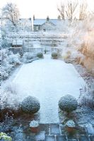 Formal town garden hoar frost - Cambridge