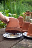 Tea lights under clay pots for warmth - The Cottage Smallholder