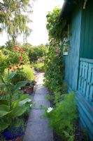 The vegetable garden at Rothoffska colony built in 1903. The cabin is now a museum allotment plot. Organic garden combines old heritage plants with new varieties - Sweden