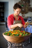 Adding marigold flowers to salad - Ballymaloe Cookery School