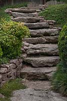 Stone steps at the Japanese Garden in Fort Worth Botanical gardens, Texas, USA
