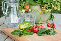 All the required ingredients to make a refreshing Pimm's beverage