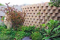 Fresh Garden - BrandAlley Garden - Decorative, Bradstone Ashlar walling, berberis purpurea Superba - RHS Chelsea Flower Show 2013