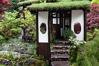 An Alcove - Tokanoma Garden with moss mounds, houtteana, Acer