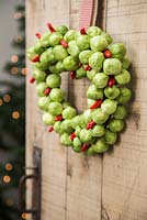 Brussel Sprout Heart wreath with Chillies