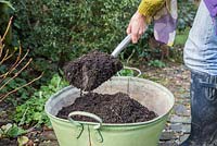 Filling container with compost