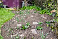 Sand used to mark out borders for planting.