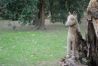 Sculptures made from tree trunks in Cardiff's Bute Park arbotoreum. 