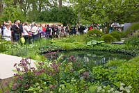 Crowds visiting the RHS Chelsea Flower Show 2014 - No Man's Land Garden 