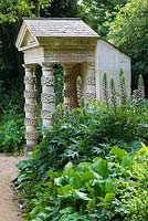 Folly with acanthus. Painswick Rococo Garden, Gloucestershire 