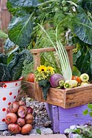 Display of home grown vegetables.