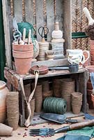 Selection of old garden tools and accessories