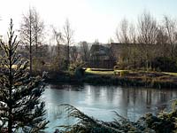 An early morning winter view of the ornamental lake at Wilkins Pleck.