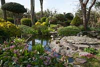 A view of the pond area at Pure land Japanese Garden and Meditation Centre, Nottinghamshire