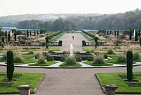 The Upper Flower Garden with fountains, Irish yews and clipped box spheres, Trentham Gardens