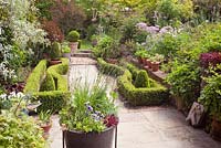 Looking down the parterre towards the far garden. Hope House, Caistor, Lincolnshire