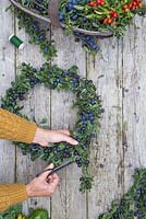 Remove any protruding branches and harmful thorns to ensure a smooth circular wreath