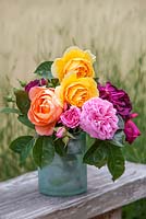 Scented roses in a vase