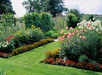 Lawned paths with hot summer borders