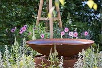 Rust effect water bowl - CCLA: A Summer Retreat, RHS Hampton Court Palace Flower Show 2016