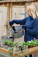 Step 3: add compost over the gravel. Planting an old aluminium preserving pan in early spring. 